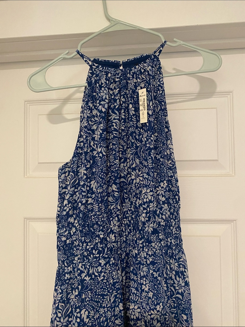 Madewell Blue and White Floral Halter Dress